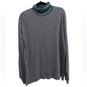 Polo by Ralph Lauren Fold-Over Turtleneck Long Sleeve Shirt Gray Green L